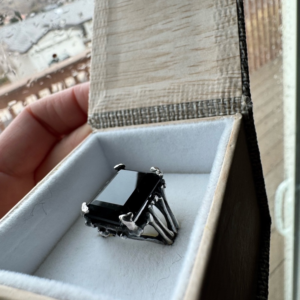 Men's Black Silver Ring